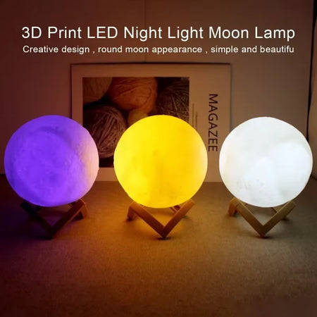 LED Moon Light Night Light Battery Powered Star Light Bedroom Decoration Night Light Children'S Gift 8Cm Moon Light