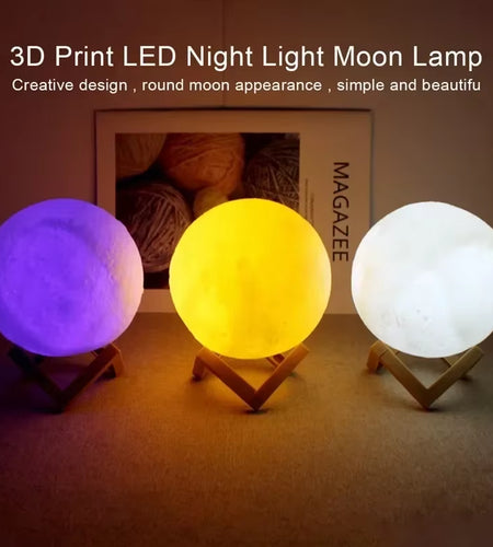 LED Moon Light Night Light Battery Powered Star Light Bedroom Decoration Night Light Children'S Gift 8Cm Moon Light