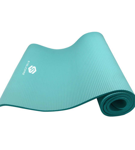 10Mm Extra Long, Non-Slip Exercise Mat with Carrying Strap, Teal