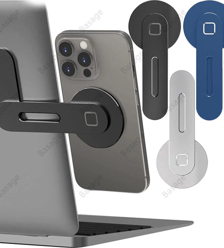 Magnetic Laptop Phone Holder Computer Monitor Side Cell Phone Slim& Foldable for Iphone 14/13/12 Series Case and All Phone