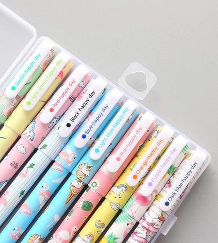 Cute Color Pens for Women  Colorful Gel Ink Pen Set Unicorn Flamingo Pens Multicolor Gel Ink Roller Ball Pens for Kids Girls Children Students Teens Gifts 10 Pcs (0.5 Mm)