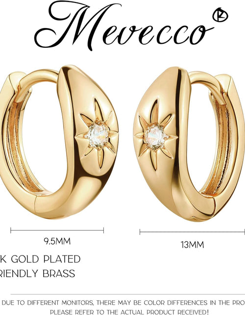 Load image into Gallery viewer, 18K Gold Plated Huggie Earrings with Shining Cubic Zriconia Geometry Beads Star Hoop Earrings for Women
