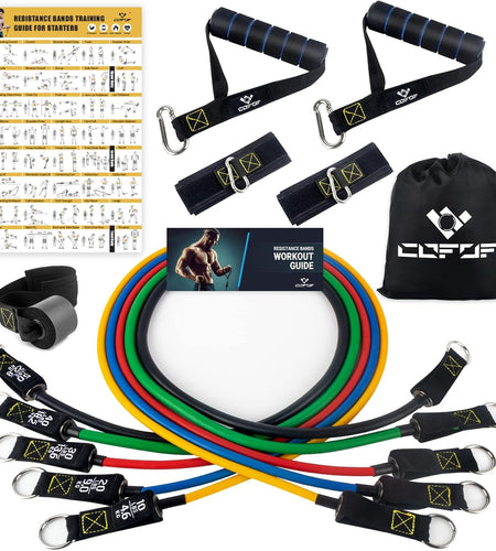 Resistance Bands Set with Handles, Exercise Bands Workout Bands Fitness Bands with Door Anchor, Legs Ankle Straps for Resistance Training，Physical Therapy，Home Gym Workout