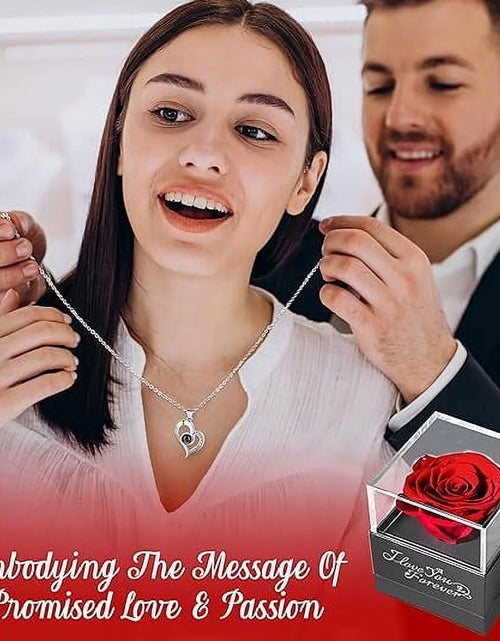 Load image into Gallery viewer, Eternal Rose Gift Bag with I Love You Necklace for Her, Red
