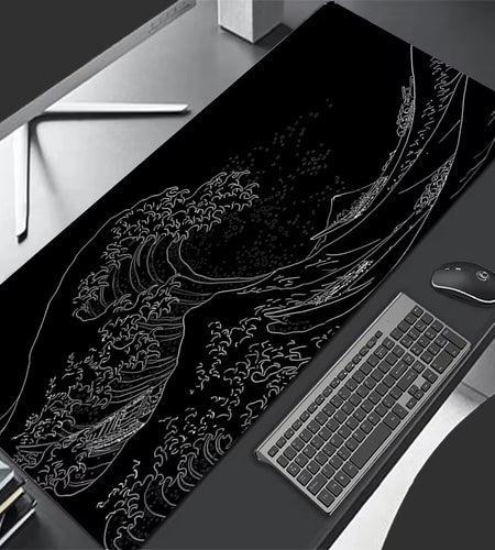 Mousepad Computer XL Mousepads Keyboard Pad Mouse Mat Japan Black Sea Wave Gamer Soft Office Carpet Table Mat Desktop Mouse Pad