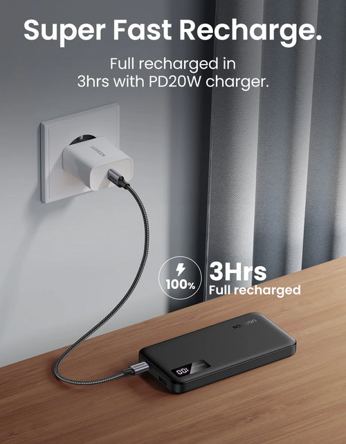 Load image into Gallery viewer, 10000Mah Power Bank, 20W Fast Portable Charger for Iphone, Black
