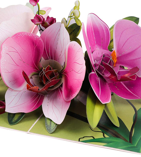 Pop up Greeting Card Orchid Flower- 3D Cards for Birthday, Anniversary, Mothers Day, Thank You Cards, Card for Mom, Valentine'S Day, Love Card, Birthday Card for Wife, All Occasion, with Blank Note