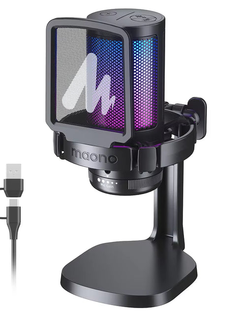 Load image into Gallery viewer, DGM20 Gaming Microphone,Usb Microphone Condenser Mic RGB Gaming Mic with Noise Reduction Software,Mic Gain,One Key Mute
