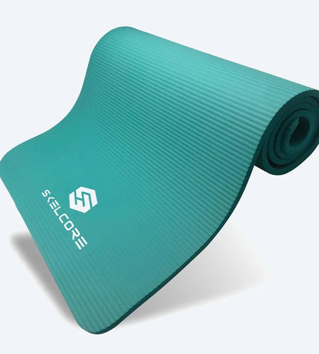 10Mm Extra Long, Non-Slip Exercise Mat with Carrying Strap, Teal