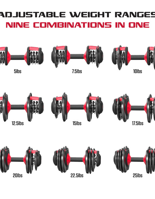 Load image into Gallery viewer, Smartbell 2-Pack, Two 25Lbs. Quick-Select 9 in 1 Adjustable Dumbbell for Home Gym, 5-25Lbs. Weight in 2.5Lbs Increments
