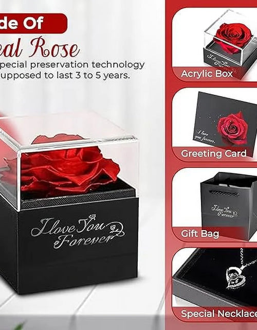 Load image into Gallery viewer, Eternal Rose Gift Bag with I Love You Necklace for Her, Red
