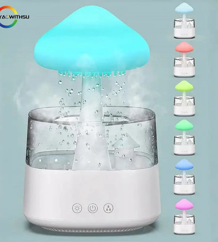 Rain Cloud Humidifier, Mushroom Humidifier, Cloud Humidifier with Adjustable LED Lights, Rain Cloud Diffuser, Remote Control