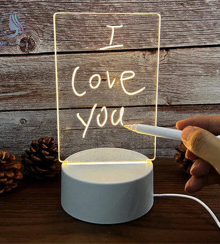 LED Note Board Night Lamp Message Board with Pen USB Plug-In Writable Night Lamp Gift for Children Girlfriend Creative Light
