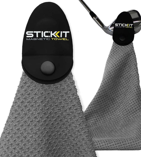 Magnetic Towel, Gray | Top-Tier Microfiber Golf Towel with Deep Waffle Pockets | Industrial Strength Magnet for Strong Hold to Golf Carts or Clubs