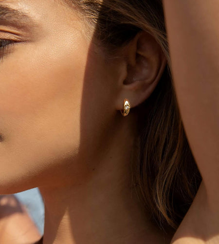 18K Gold Plated Huggie Earrings with Shining Cubic Zriconia Geometry Beads Star Hoop Earrings for Women