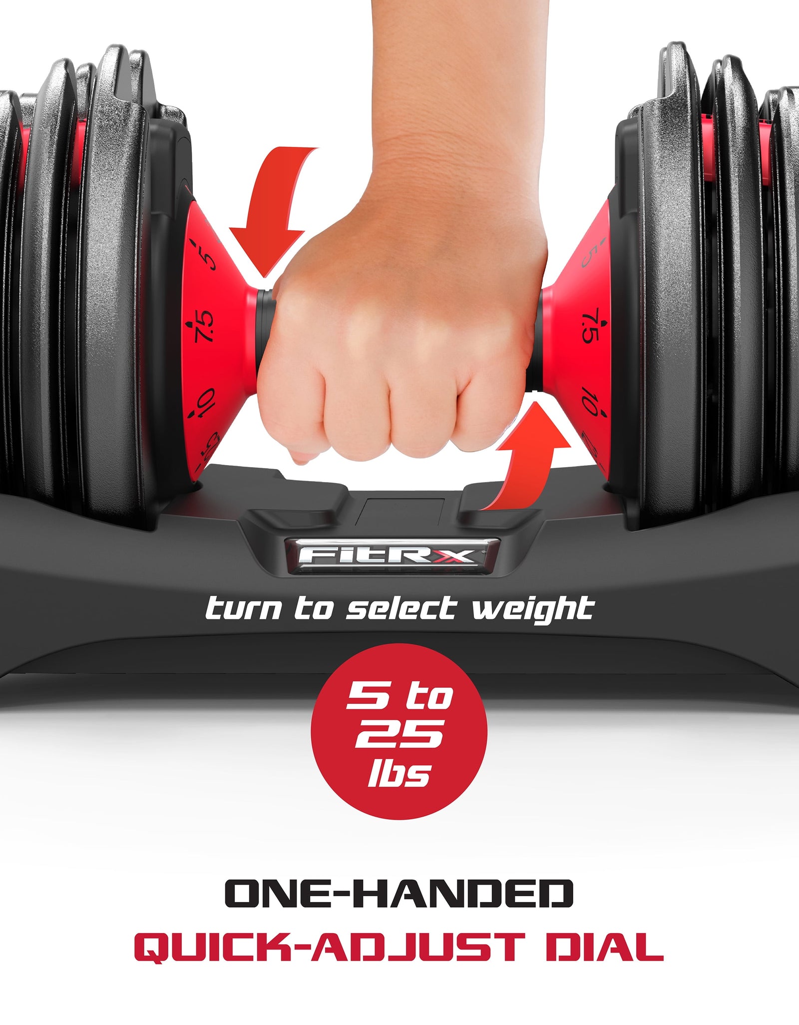 Smartbell 2-Pack, Two 25Lbs. Quick-Select 9 in 1 Adjustable Dumbbell for Home Gym, 5-25Lbs. Weight in 2.5Lbs Increments