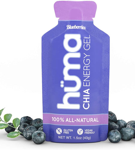 Huma Chia Energy Gel, Blueberries, 12 Gels - Premier Sports Nutrition for Endurance Exercise