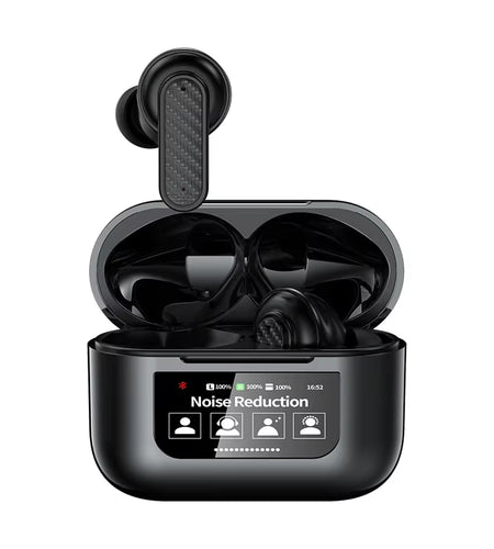 YW08 BT Wireless Earphones Smart LCD Touch Screen Headphones Sports Earbuds ANC Built-In Microphone Waterproof Gaming V8