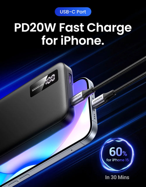 Load image into Gallery viewer, 10000Mah Power Bank, 20W Fast Portable Charger for Iphone, Black
