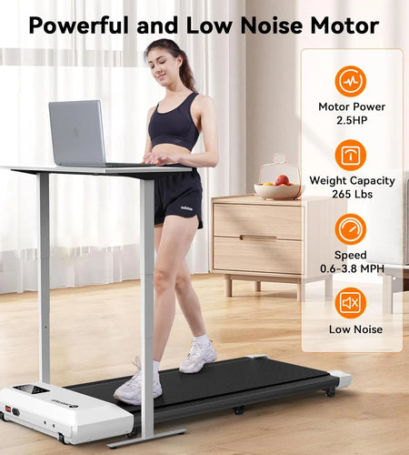 Walking Pad, Walking Treadmill under Desk Treadmill 2 in 1 for Home/Office with Remote Control, Small Treadmill with LED Display(White)