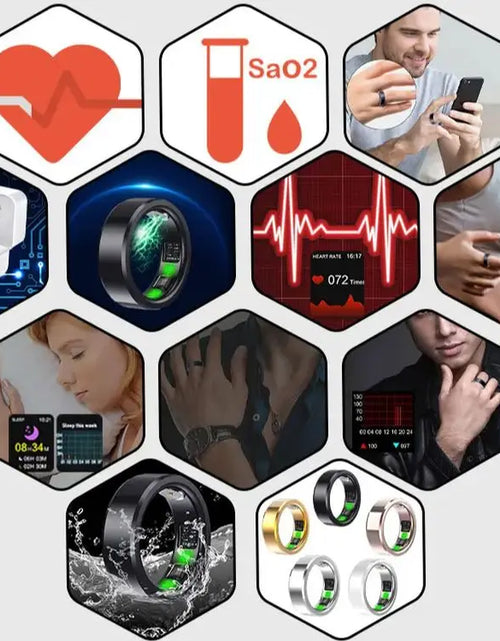 Load image into Gallery viewer, NEW Smart Ring Activity Tracker Blood Oxygen Blood Pressure Heart Rate Sleep Monitor Waterproof Heart Men Women Smart Finger
