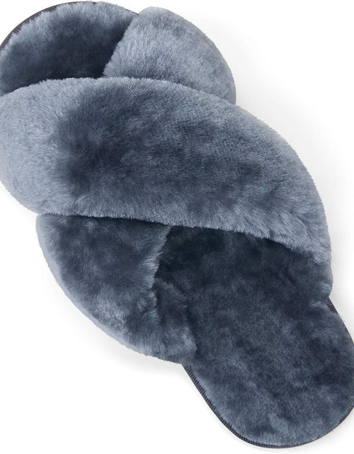Load image into Gallery viewer, Women&#39;S Cross Band Slippers Soft Plush Furry Open Toe Fur Slides Fuzzy Fluffy Slip on House Shoes Indoor Outdoor Slippers
