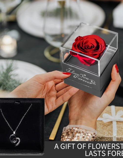 Load image into Gallery viewer, Eternal Rose Gift Bag with I Love You Necklace for Her, Red
