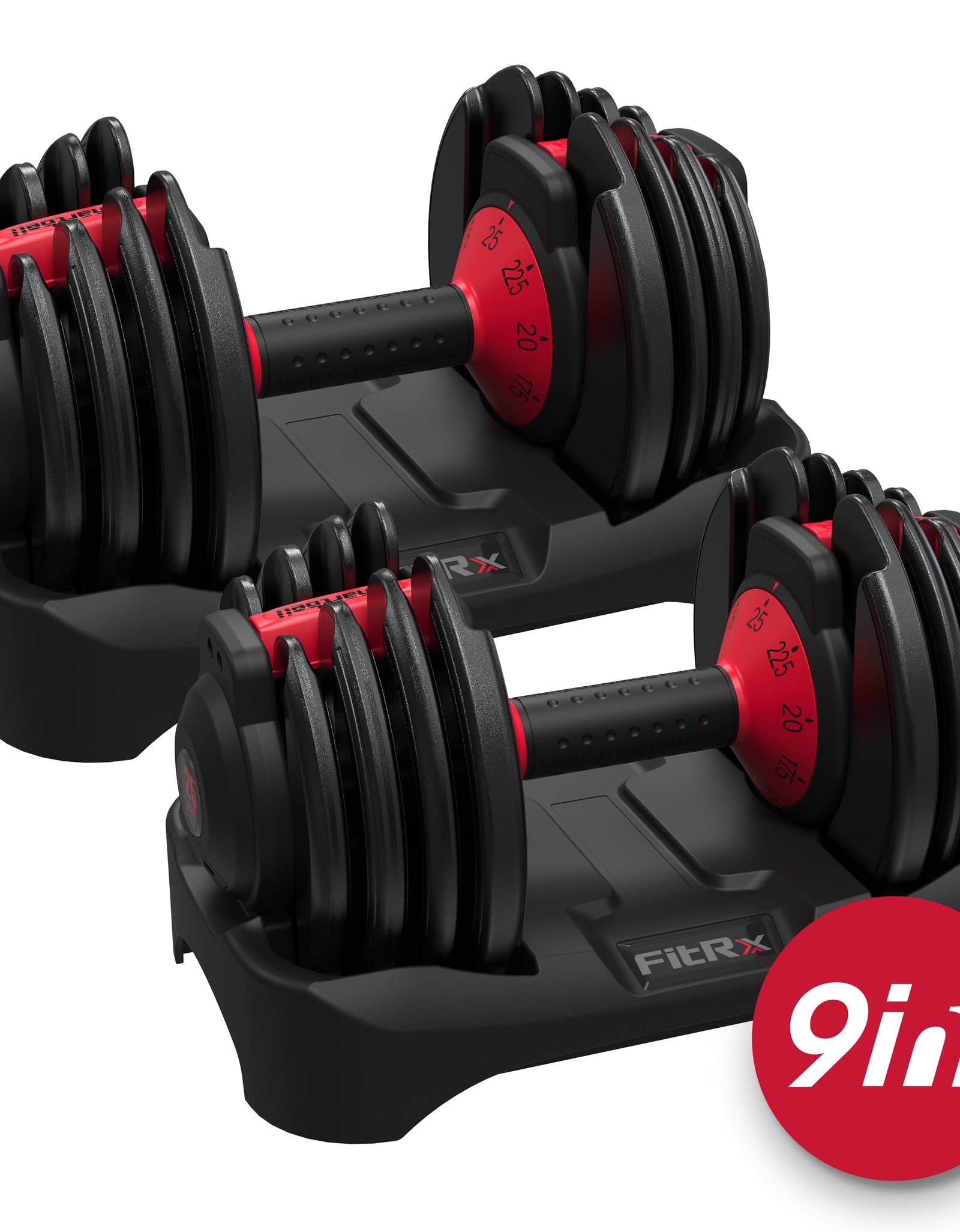 Smartbell 2-Pack, Two 25Lbs. Quick-Select 9 in 1 Adjustable Dumbbell for Home Gym, 5-25Lbs. Weight in 2.5Lbs Increments
