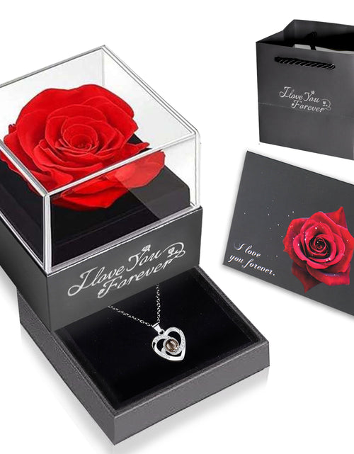 Load image into Gallery viewer, Eternal Rose Gift Bag with I Love You Necklace for Her, Red
