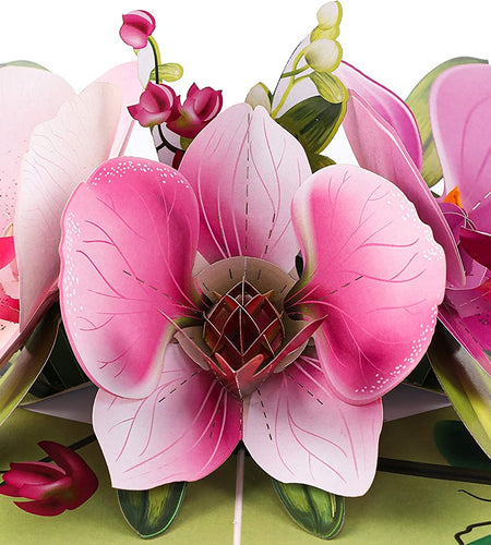 Pop up Greeting Card Orchid Flower- 3D Cards for Birthday, Anniversary, Mothers Day, Thank You Cards, Card for Mom, Valentine'S Day, Love Card, Birthday Card for Wife, All Occasion, with Blank Note