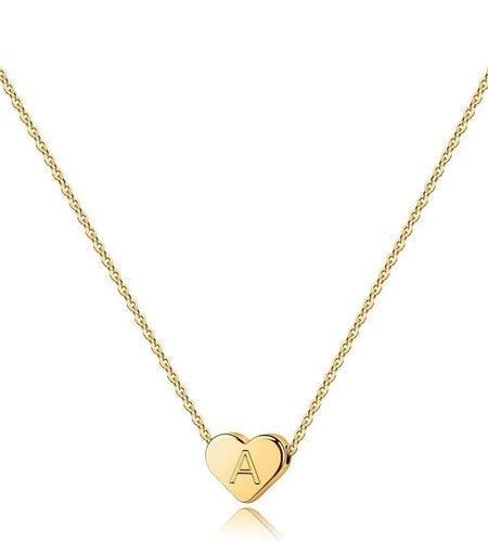 Heart Initial Necklaces for Women Girls - 14K Gold Filled Heart Pendant Letter Alphabet Necklace Tiny Initial Necklaces for Women Kids Child Heart Letter Initial Necklace Birthday Gifts for Girls