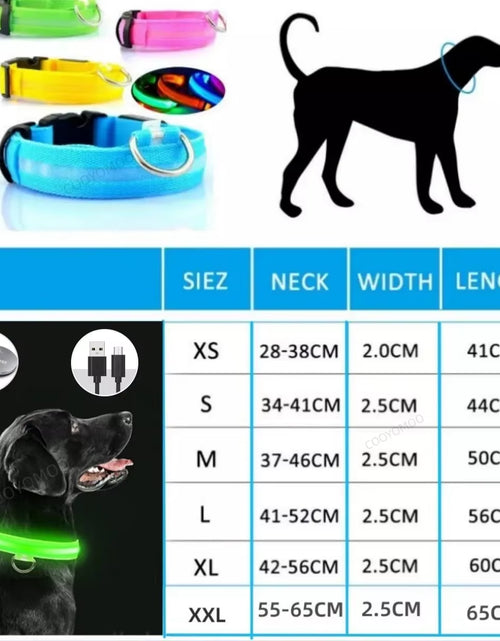 Load image into Gallery viewer, Dog Luminouscollar Anti-Lost Glowing LED Light Pet Collar Collar for Small Medium Large Dogs Collars Leads Safety Necklace

