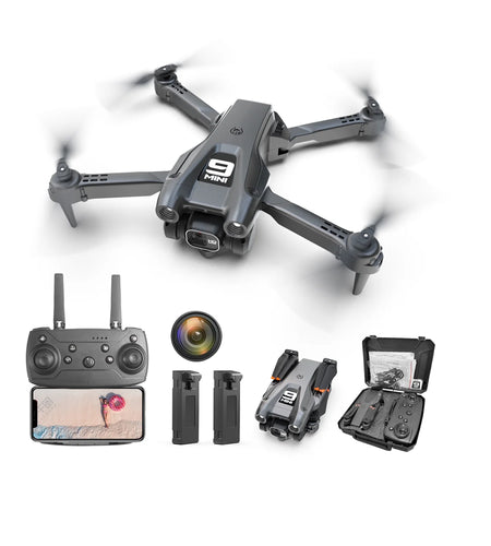 Foldable Drone, 1080P HD FPV Camera Wifi RC Quadcopter, 360° Flip, Waypoint Flight, for Kids Adult and Beginners Black，2 Batteries