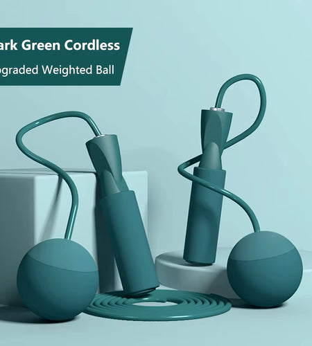 Cordless Jump Rope with Heavy Balls Sports Fitness Training Rapid Speed Skipping Rope Adjustable Home Gym Equipment