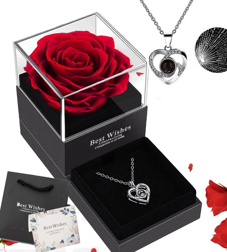 Red Rose Fashion Necklace, 18 Inches