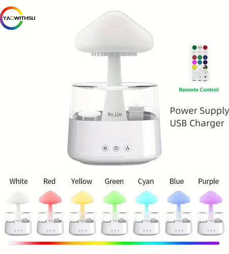 Rain Cloud Humidifier, Mushroom Humidifier, Cloud Humidifier with Adjustable LED Lights, Rain Cloud Diffuser, Remote Control