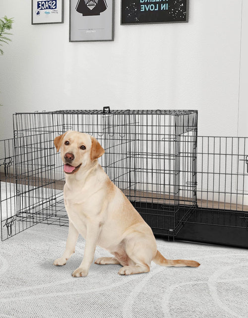 Load image into Gallery viewer, 48 Inch Dog Crate, Dog Crates and Kennels for Big Dog Foldable Large Dog Crate for Large Dogs with Handle Double-Door Outdoor Metal Wire Dog Cage with Plastic Tray for Medium Dogs, Black
