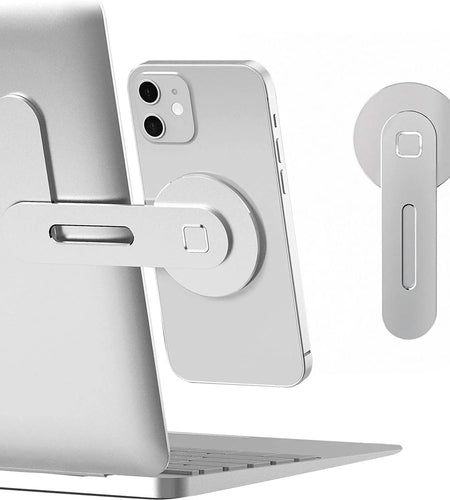 Magnetic Laptop Phone Holder Computer Monitor Side Cell Phone Slim& Foldable for Iphone 14/13/12 Series Case and All Phone